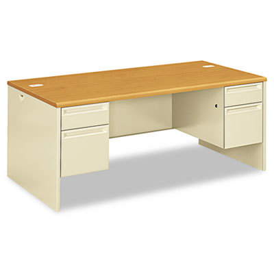 38000 SERIES DOUBLE PEDESTAL DESK, 72W X 36D X 29.5H, HARVEST/PUTTY